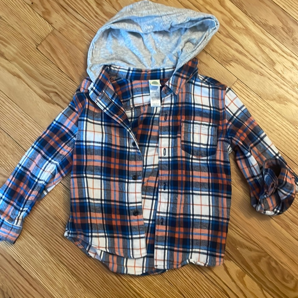 Little Me Bots 4T Button Down Hoodie Shacket